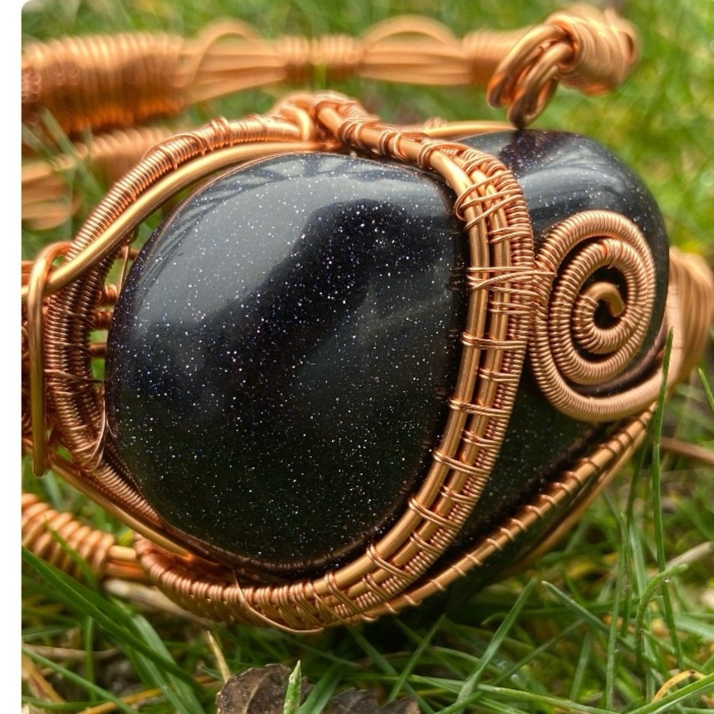 Blue Goldstone and Copper adjustable bracelet